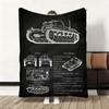 Tanks Blueprint Black  Heavy Tank Throw Flannel Fluffy Soft Blanket Warm Skin-Friendly Throw for Sofa Bed Office Nap Winter
