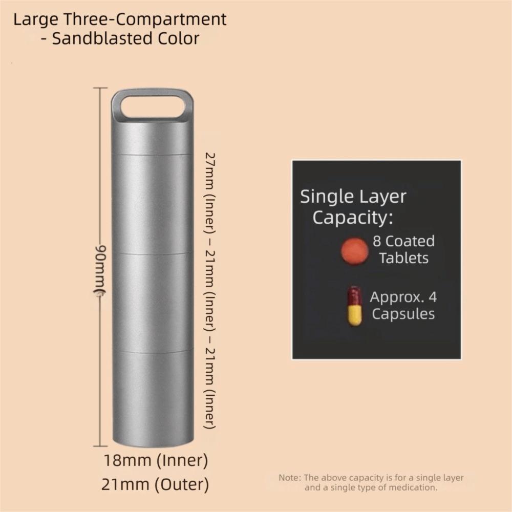 Container Mini Pill Box Stainless Steel Waterproof Pill Case Portable Tablet Container Travel