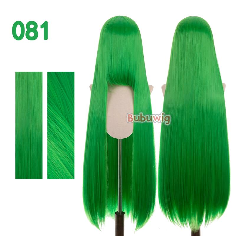 Bubuwig Synthetic Hair 100cm Long Straight Pure Color Cosplay Wigs Over 100 Colors Black White Red Blue Brown Wig Heat Resistant