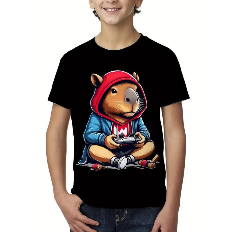 Cute Capybara Graphic T Shirt For Men Women Funny Animal Short Sleeve T-Shirts Summer Casual Fashion Loose Y2k Kids Boys Tees