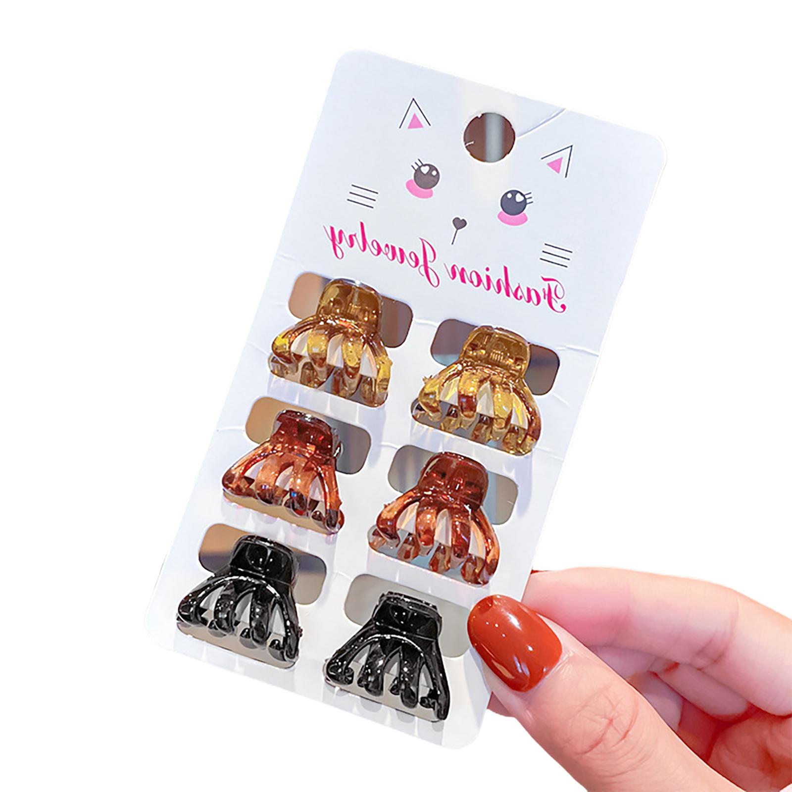 

6Pcs Hair Clip Set Vintage Leopard Acrylic Hair Claws Small Hairpin Hairpieces for Women and Girls Fashion Accessories 5