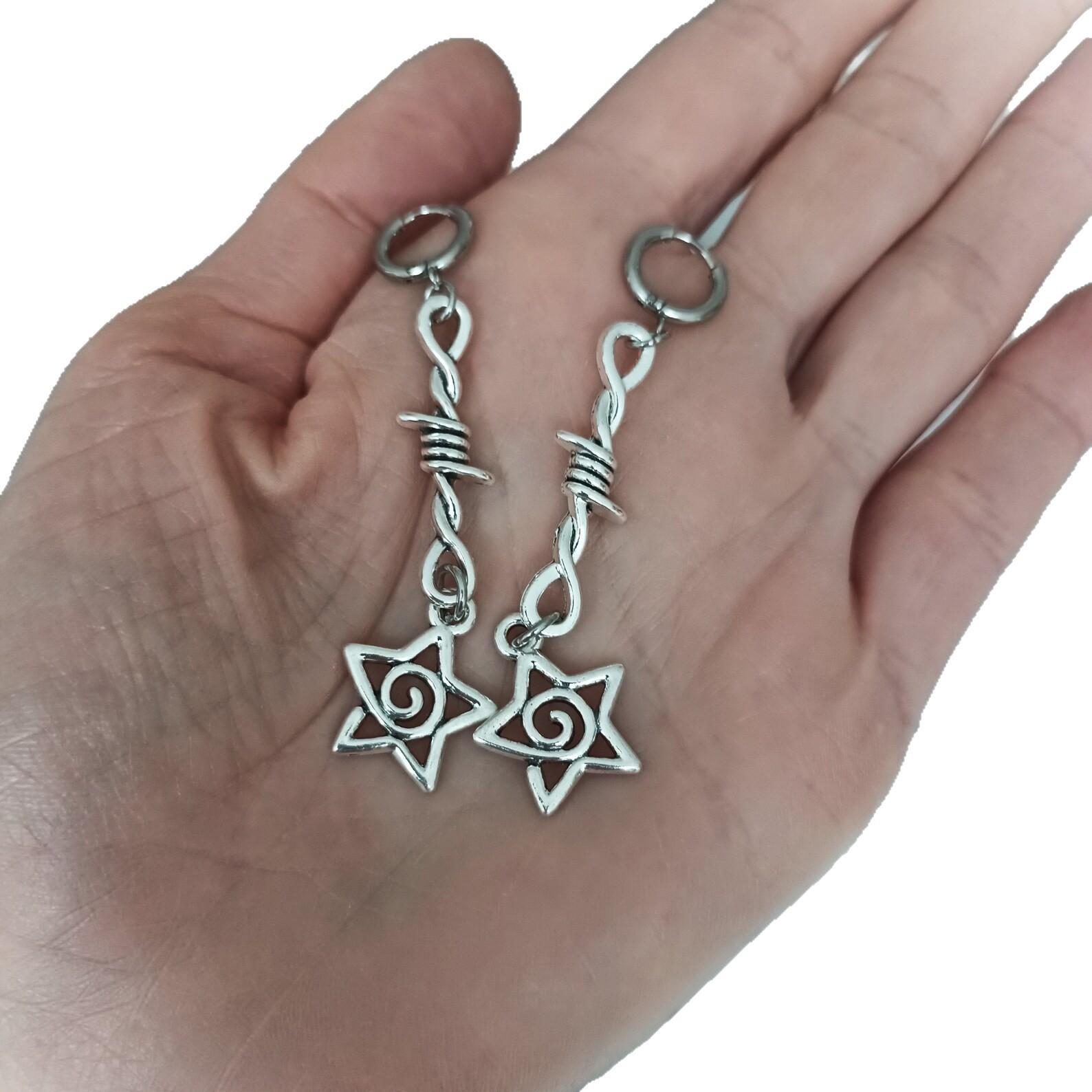 

Gothic Earrings, Y2K Jewelry, Thorn Spiral Star Dangle Earrings, Alternative Statement Earrings