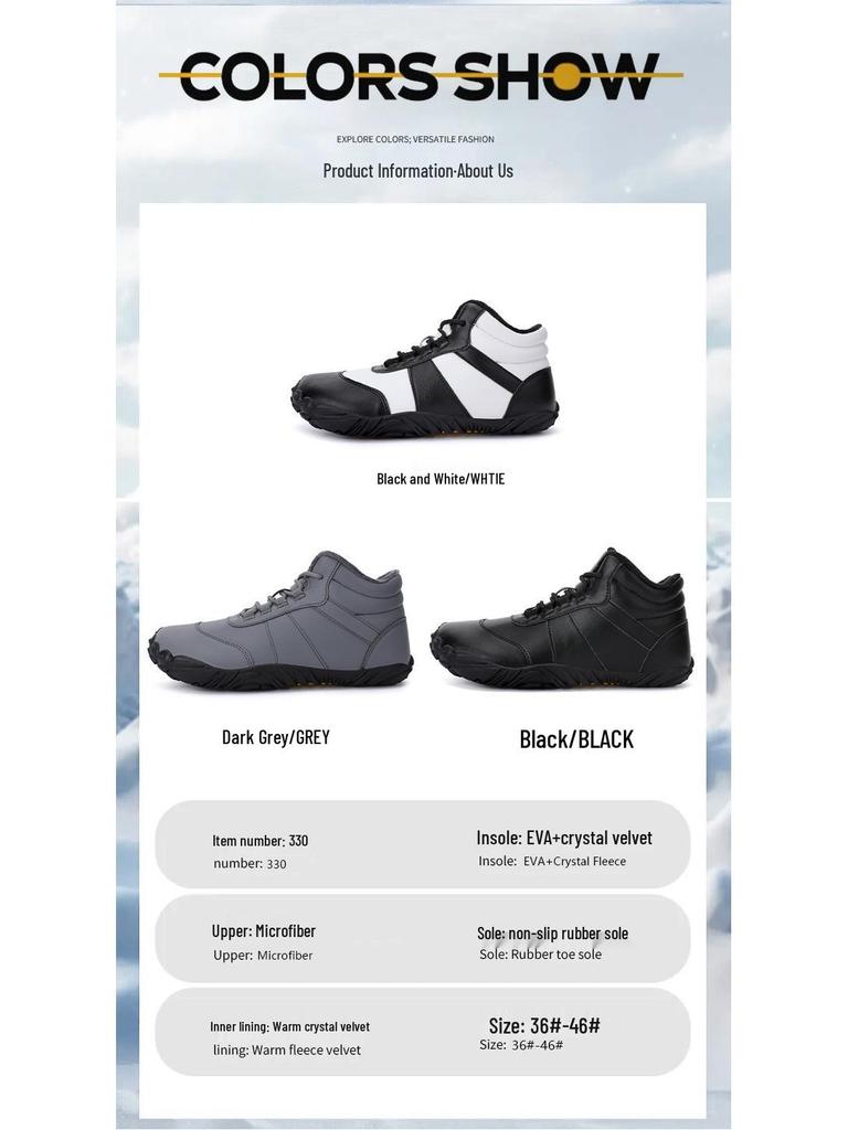 Vandringskängor med högt skaft, fodrade med fleece, i mikrofiberbomull: Varma, Halkfria, Snö- och Klätterskor för Par