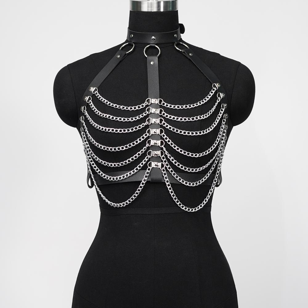 Women Sexy Harness Belt Chest Body Harness Leather Lingerie Bdsm Bondage Lingerie Gothic Fetish Clothing Festival Rave Outfit