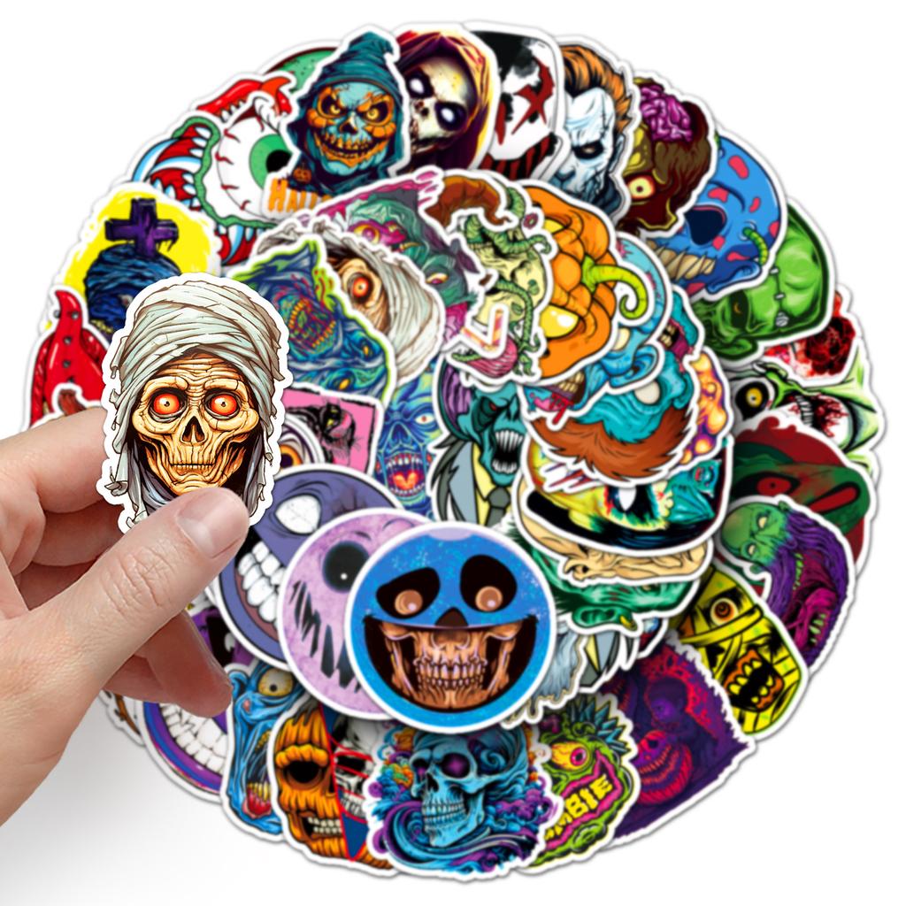 50 Pictures of Horror Grimace Personality Trend Halloween Skull Decorative Skateboard Water Cup Suitcase Stickers
