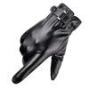 Bageson Leather Gloves with Fleece Touchscreen Black Men's Lining, Compatible, Soft, Winter, Cycling, Motorcycle,