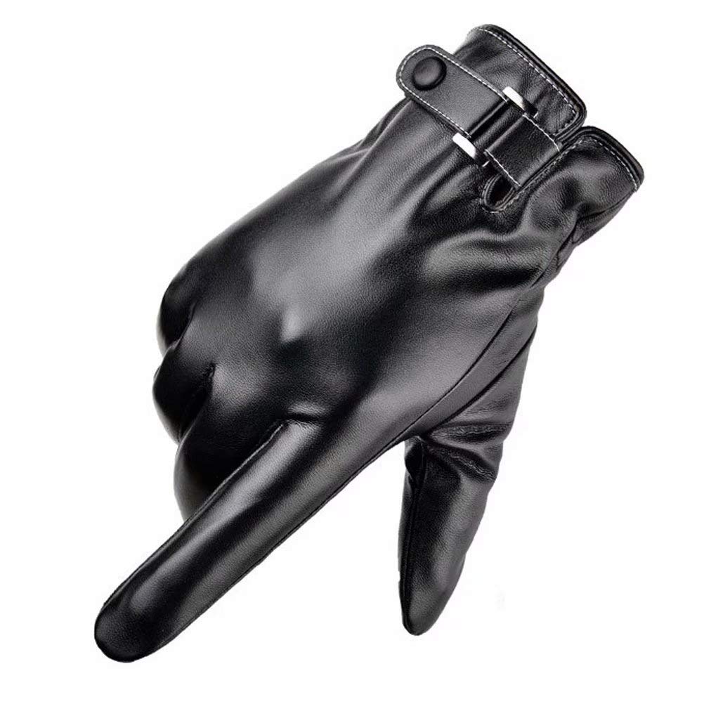 

Кожаные перчатки Bageson с флисовой подкладкой, сенсорные, черные, мужские, совместимые, мягкие, зимние, для велоспорта, мотоцикла, чёрный