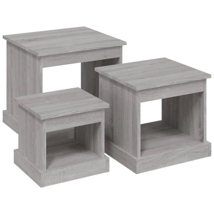 VidaXL Nesting Tables 3 Pcs Sonoma Grey Engineered Wood 816494