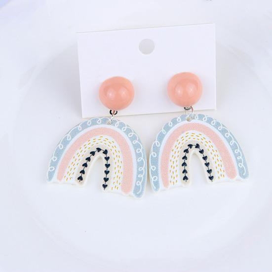 1 Pair Stud Earrings Cute Allergy Free Acrylic Creative Design Rainbow