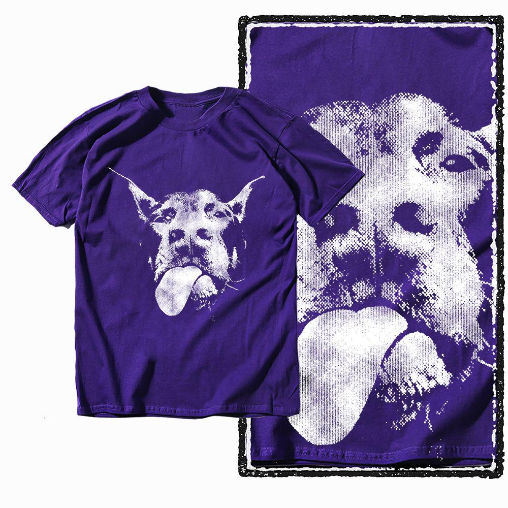 G59 Purple Cotton Men's Streetwear Dog GraphicT-shirt |  Big Size Cool Vintage O-neck Men's Tee Tshirt