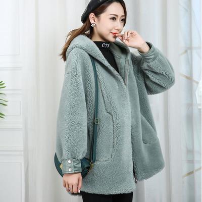 Manteau à capuche en polaire pour femme grande taille Hiver Veste de haute qualité en laine d'agneau