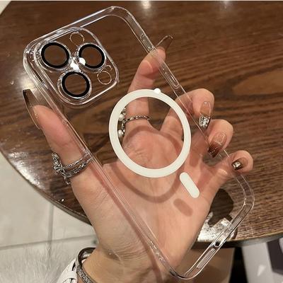 Luxuriöse, ultradünne, magnetische Hülle für Magsafe Wireless Charge für iPhone 15 14 Plus 13 12 11 Pro Max, harte, klare, stoßfeste Hülle