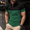 Summer Men's Short Sleeve Polo Shirts Business Casual Patchwork Polos Men Breathable Tops