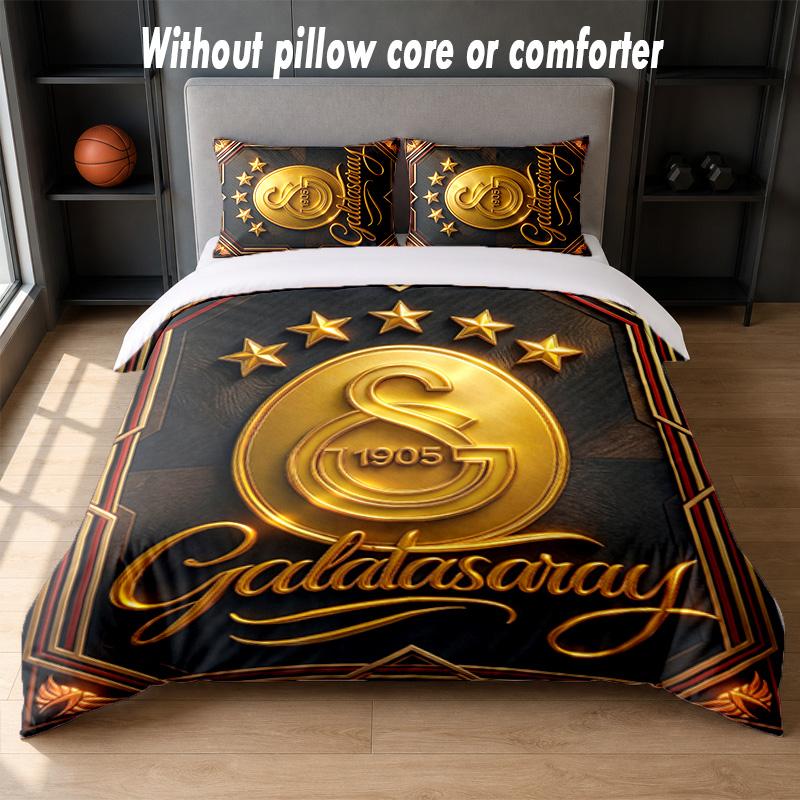 Set Biancheria da Letto Design Galatasaray FC 1 Copripiumino + 2 Federe Morbido Traspirante Biancheria da Letto per la Casa