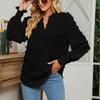 Women's  Autumn New Arrivals Polka Dot Long Sleeve Bubble Sleeve V-Neck Blouse Top