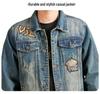 Xintang Men's Distressed Denim Jacket - Loose Fit Long Sleeve Outerwear 2025