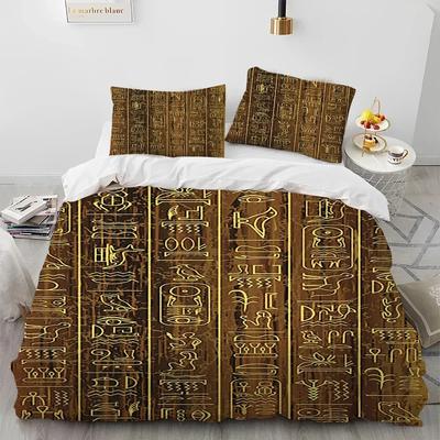 Egyptische Mythologie Farao Hiërogliefen Comfortabele Dekbedovertrek Kussensloop Beddengoed Set Kinderkamer Decoratie Huis Textiel