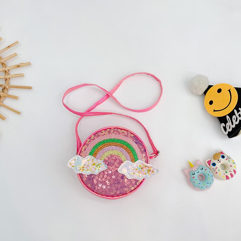 Adorable Rainbow Crossbody Bag For Girls Fashionable Princess Style With Zipper Closure