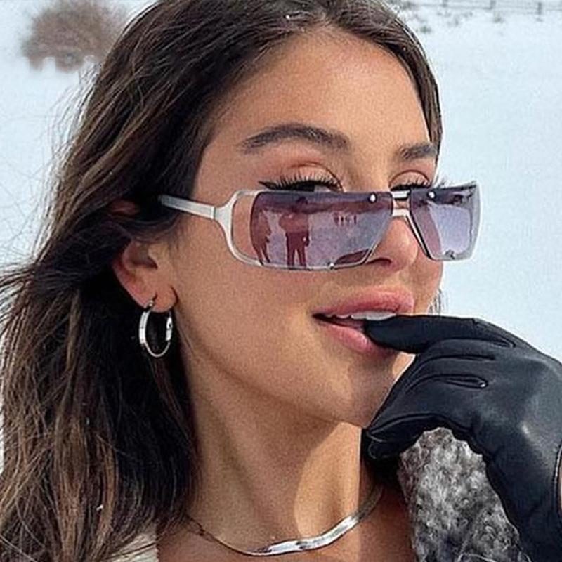 Dámské sluneční brýle Cyberpunk bez obrouček s retro kovovým rámem - Y2K Steam Punk odstíny