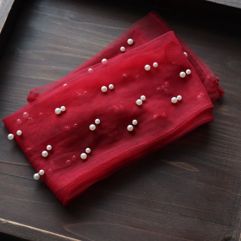 

Bridal Beaded Travel Photography Accessories Wedding Gloves Burgundy All yards