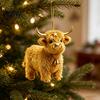 Cute Animal Pendant for Holiday Party Highland Yak Ornament Christmas Tree Hanging Decor, 2D Flat Acrylic Ornaments with Gold String Festive