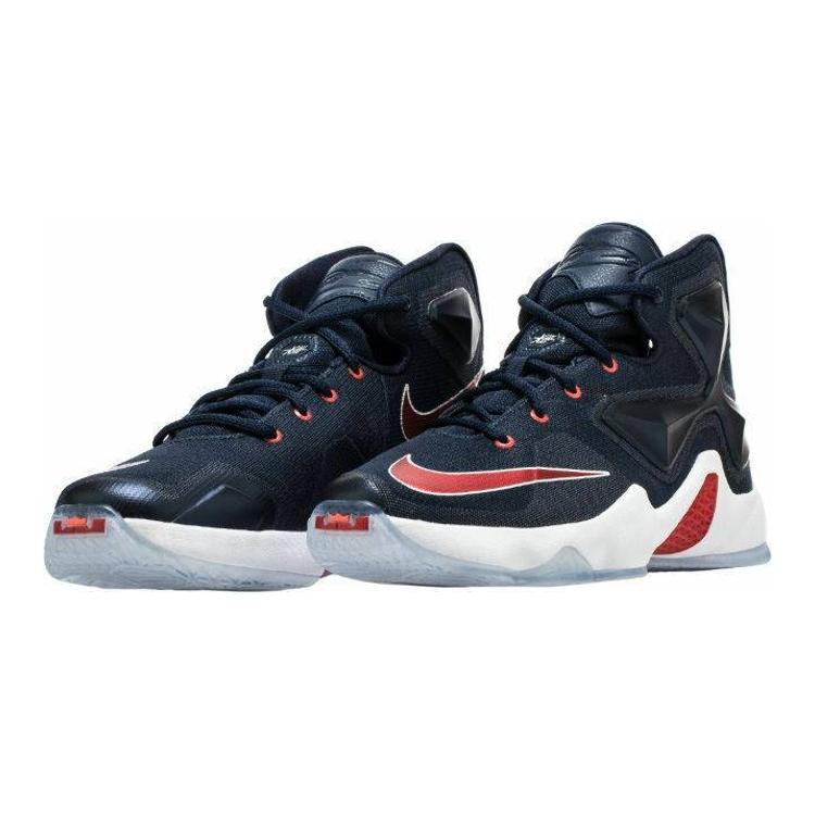 New Nike Lebron 13 Non slip Lightweight Mid Top Children's Basketball Shoes Blue Red Teenagers 808709-461