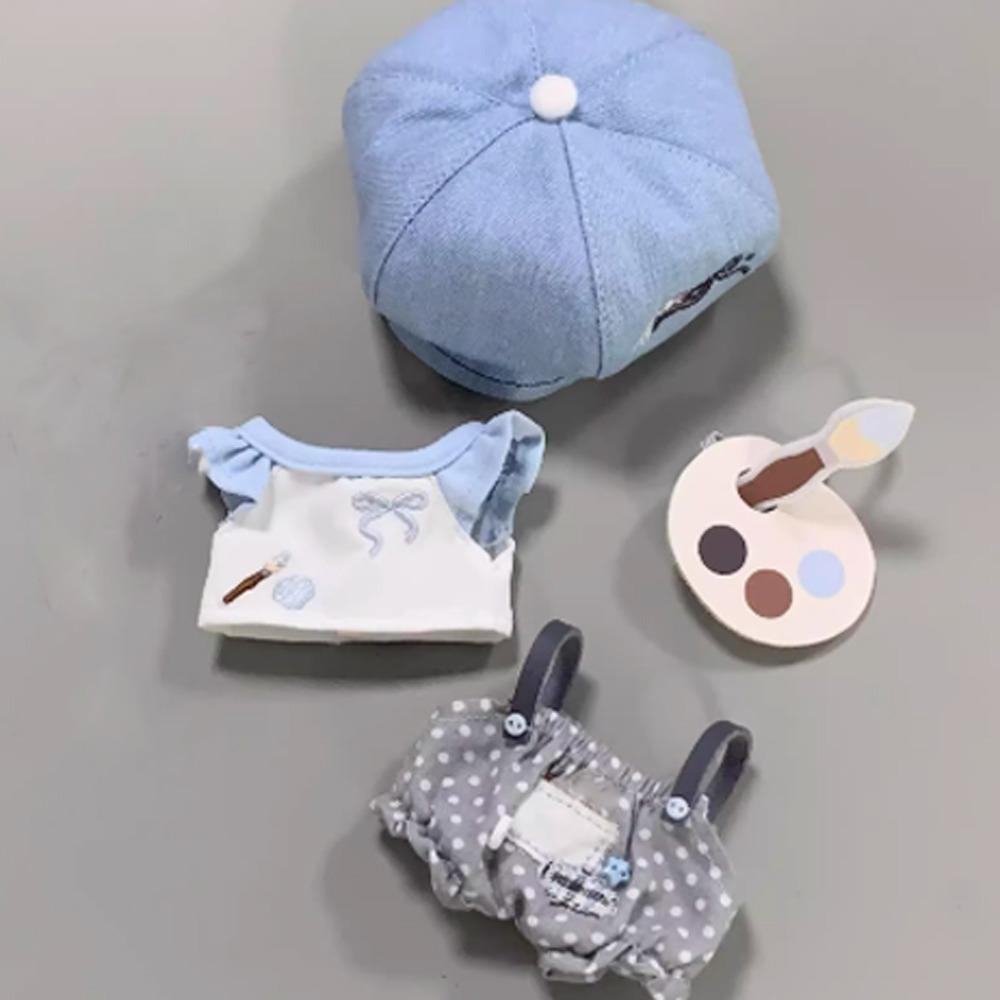Little Painter Doll Clothes Outfit Cowboy Hat Doll Clothes Set  10cm Cotton Doll