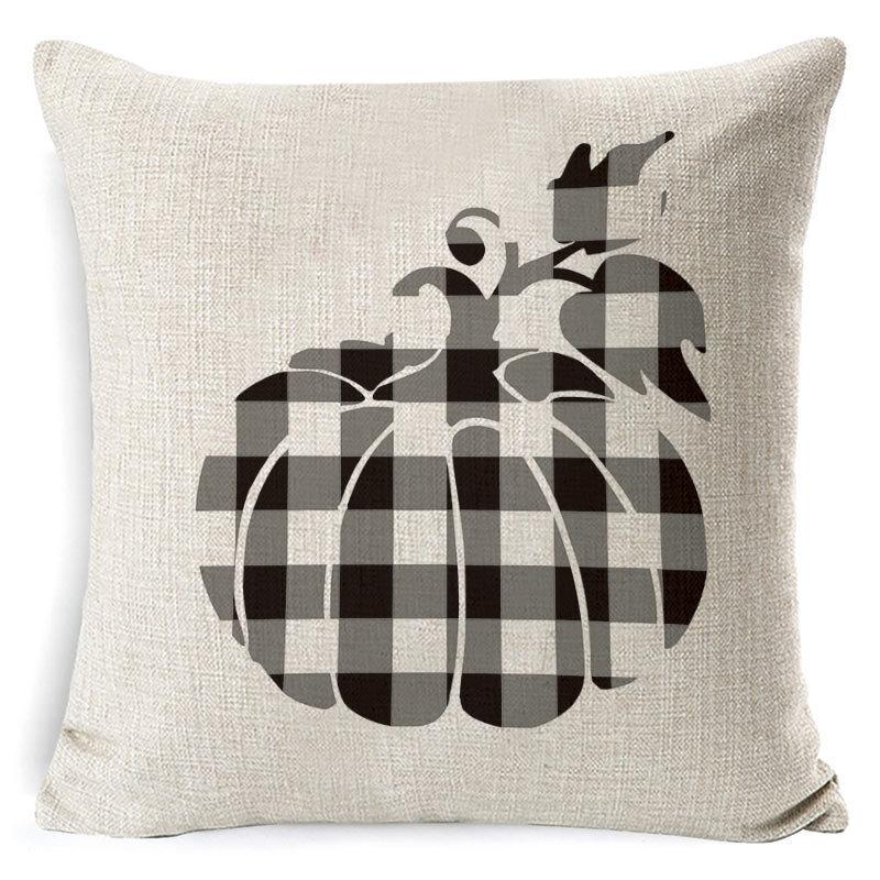 New Thanksgiving Pumpkin Plaid Pillow Cover Holiday Home Decoration Cushion Cushion Cover Home