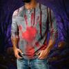 Men's Casual Halloween Print Raglan Three-Quarter Sleeve Shirt