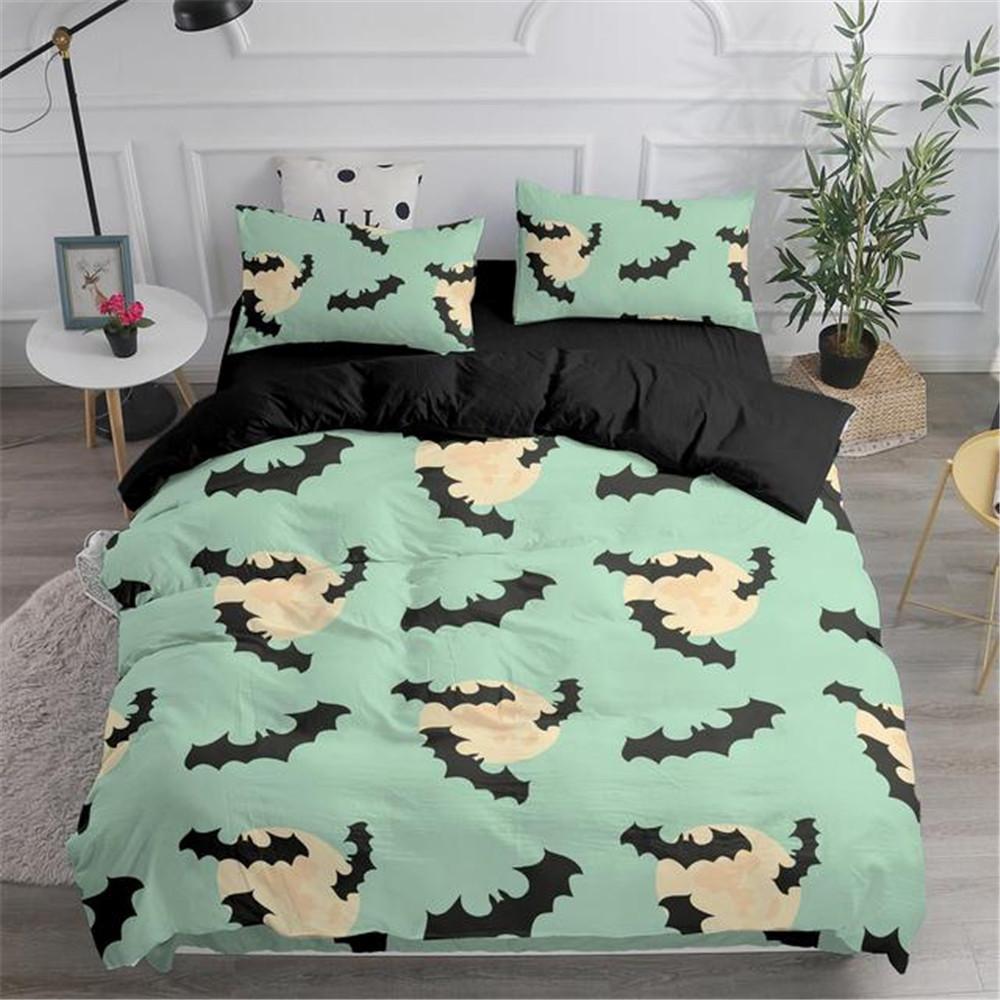 Halloween Duvet Cover Set Flying Vampire Bedding Set Bats Witchcraft Magic Polyester Comforter Cover King Size for Boys Girls
