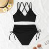 Damenmode High-Waist Push-Up Zweiteiliger Badeanzug