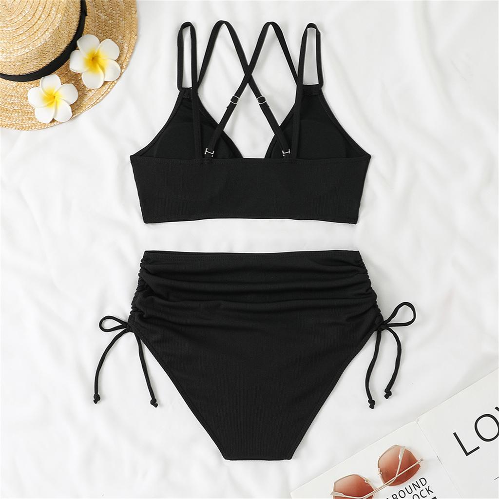 Damenmode High-Waist Push-Up Zweiteiliger Badeanzug