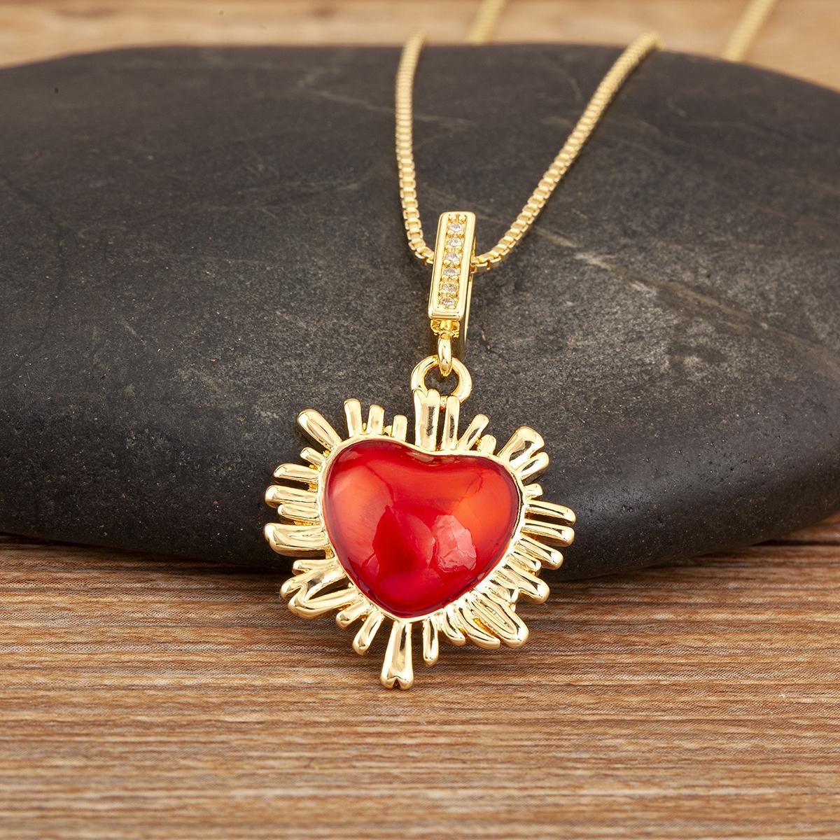 

Nidin New Trendy 7 Styles Choice Sacred Heart Pendant Necklaces For Female Male Copper Inlaid Crystal Zircon Link Chain Jewelry