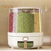 360-Degree Rotating Cereal Dispenser Rice Container with Lid Large Capacity Multiple Compartments Grain Storage Organizer