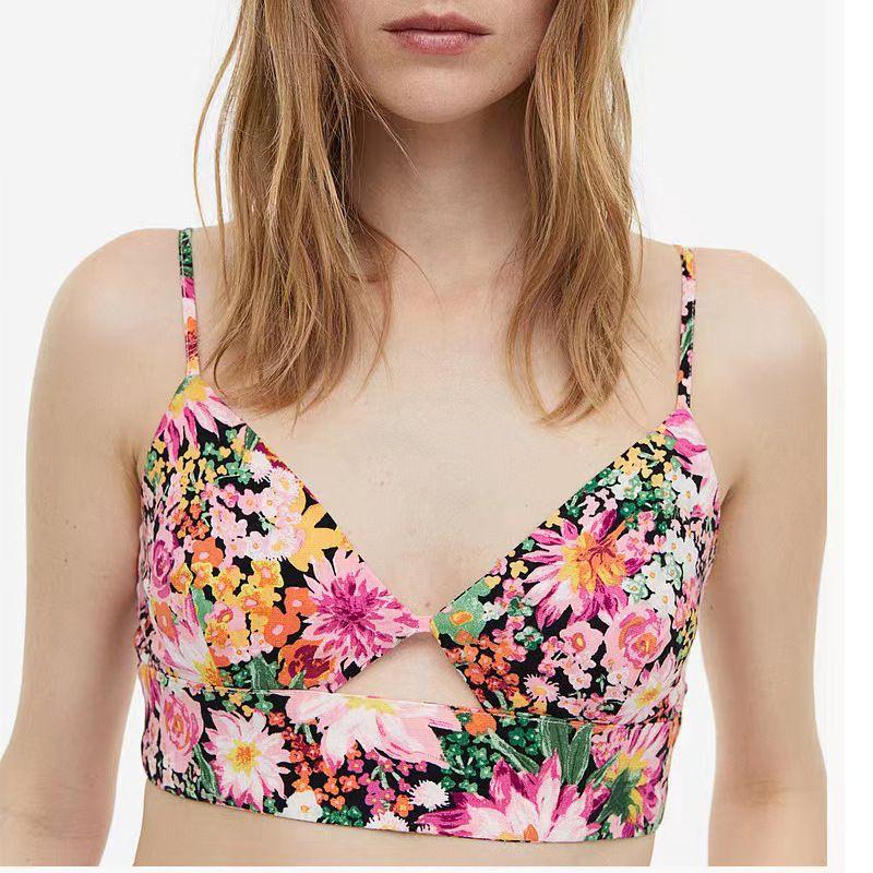 

Print Beauty Back Fitness Underwear Quick-Drying Sports Bra L Colorful Garden