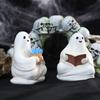 Halloween Ghost Statue Small Resin Ghost Reading Book Figurine Halloween Character Decoration Miniature for Porch Tabletop