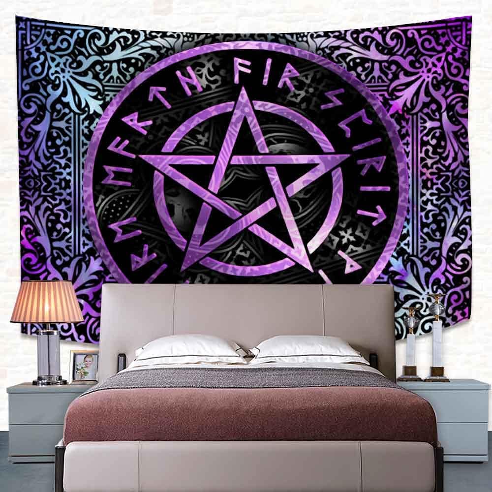 

SHRAPHY Viking Tapestry 80x60 Inches Magic Pentagram Tapestry Bohemian Style Plant Patterns Wall Poster Hanging Tapestry for Living Room Bedroom