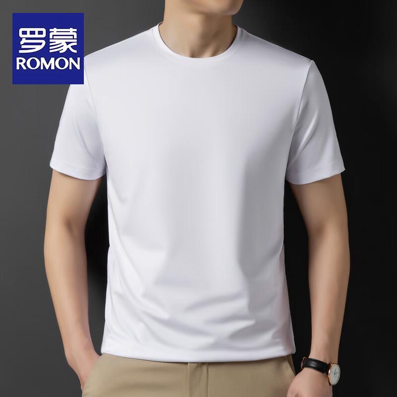 ROMON Men s Solid Color Casual Round Neck T-Shirt XL