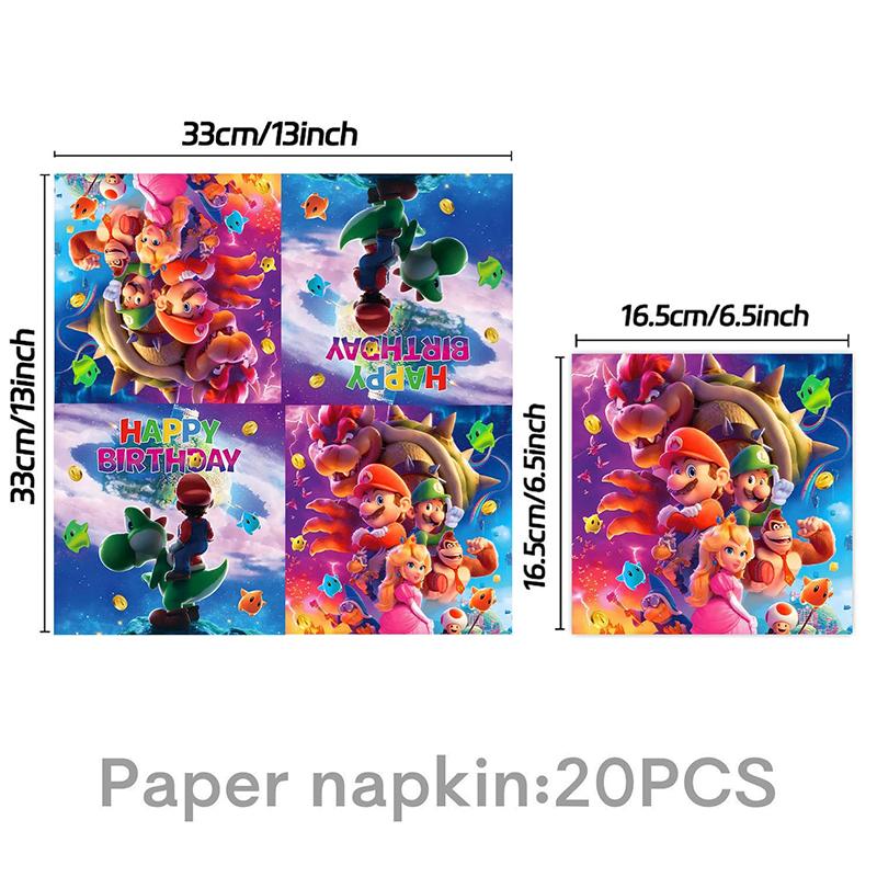 Anime Super Mario Bros Geburtstagsparty Dekoration Mario Luigi Einweggeschirr Tischdecke Serviette Teller Geschenktüte Partyzubehör