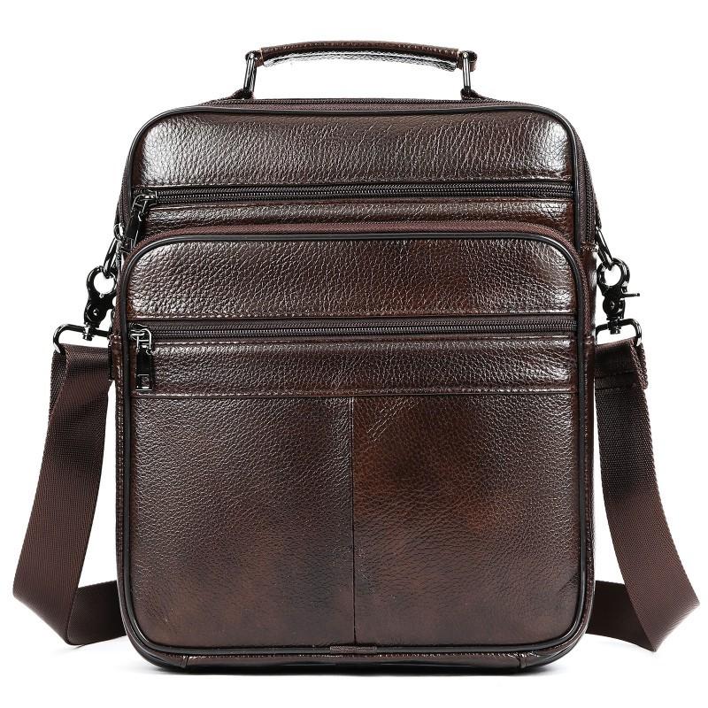 Men's Genuine Leather Shoulder Bag Retro Simple Cowhide Crossbody Casual Versatile Mobile Phone