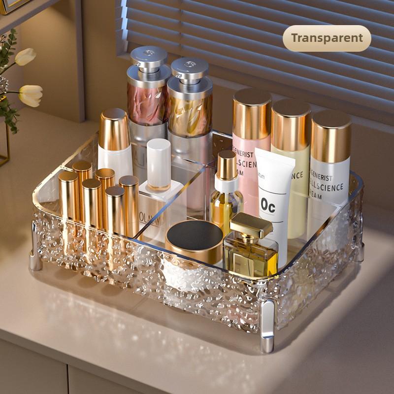 Desktop Makeup Organizer with Legs Clear Lipstick Split Vanity Storage PET Organizer Makeup Organizer for Cosmetics Box Shelf