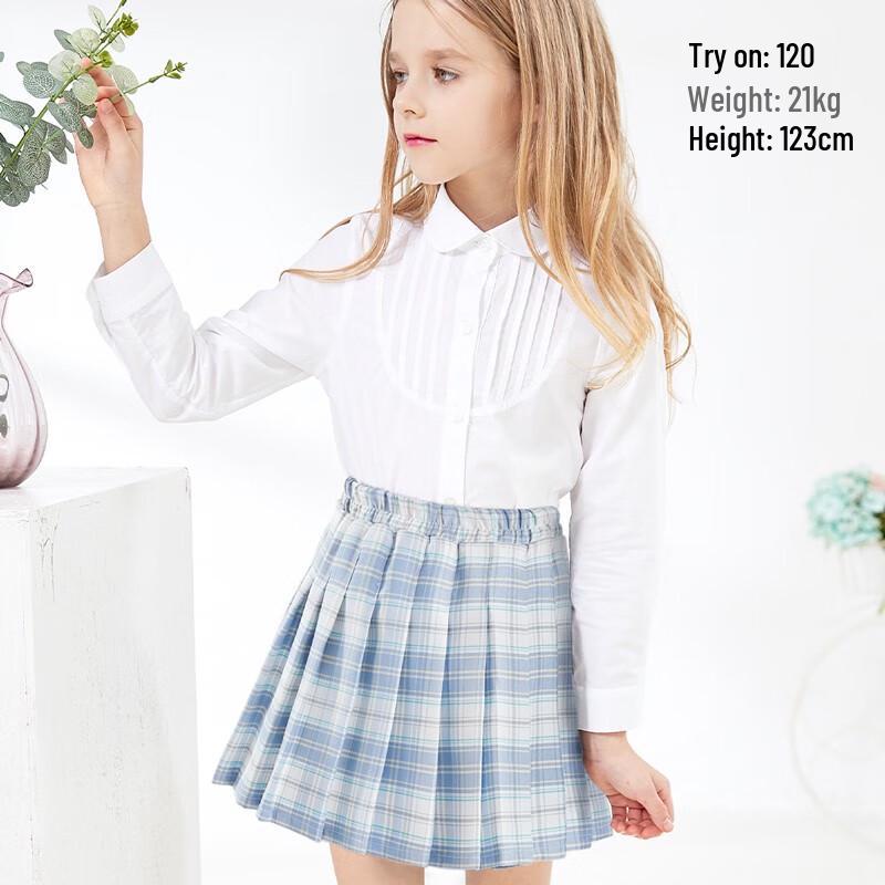 Girls' Pure Cotton Long Sleeve White School Shirt