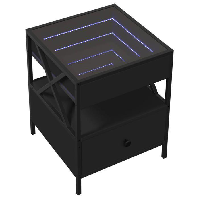 VidaXL Table de chevet avec LED infini noir 40x40x51 cm 3284101