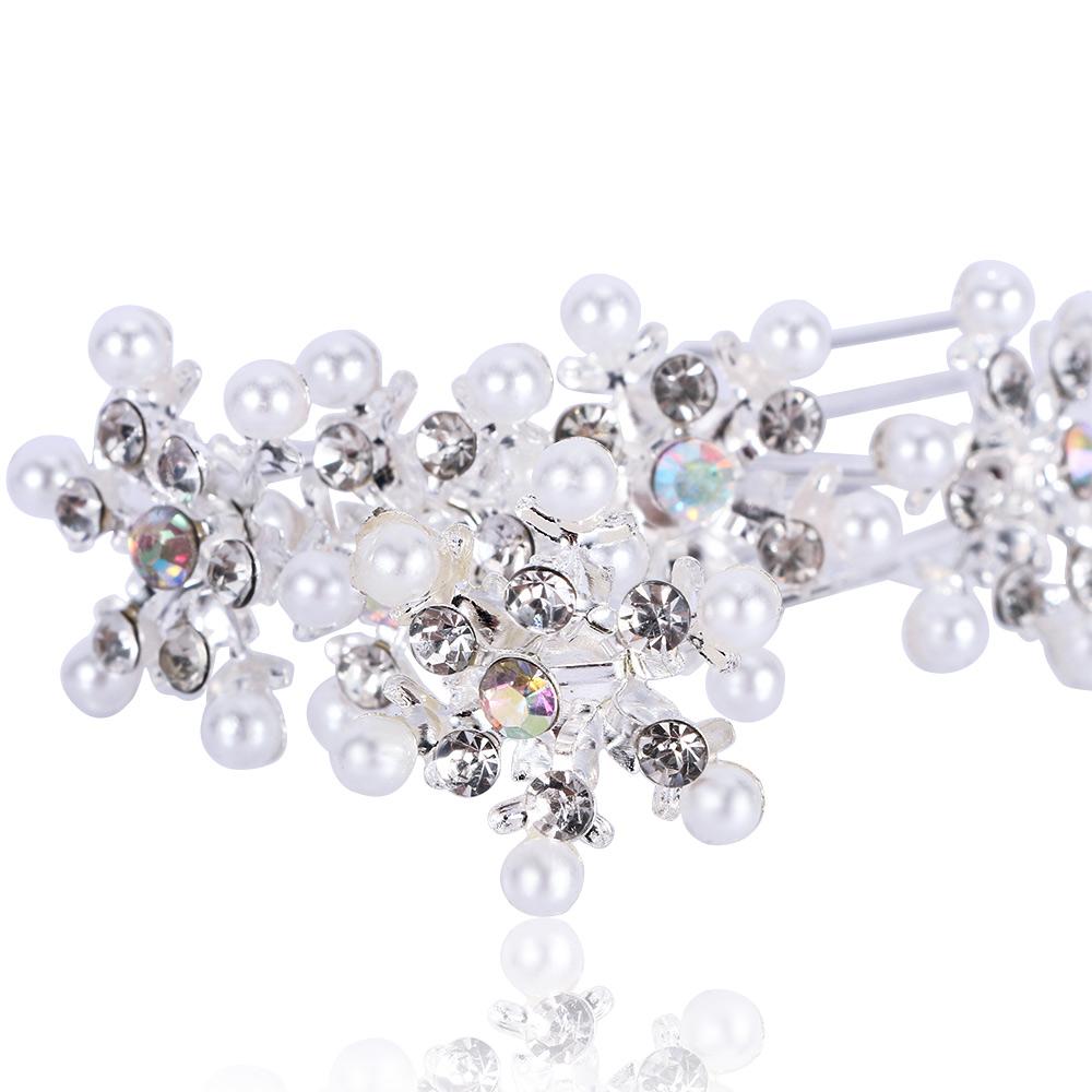 5x Bridal Snowflake Wedding Pearl Flower Crystal Rhinestone Hair Pin Hair Clips Headwear