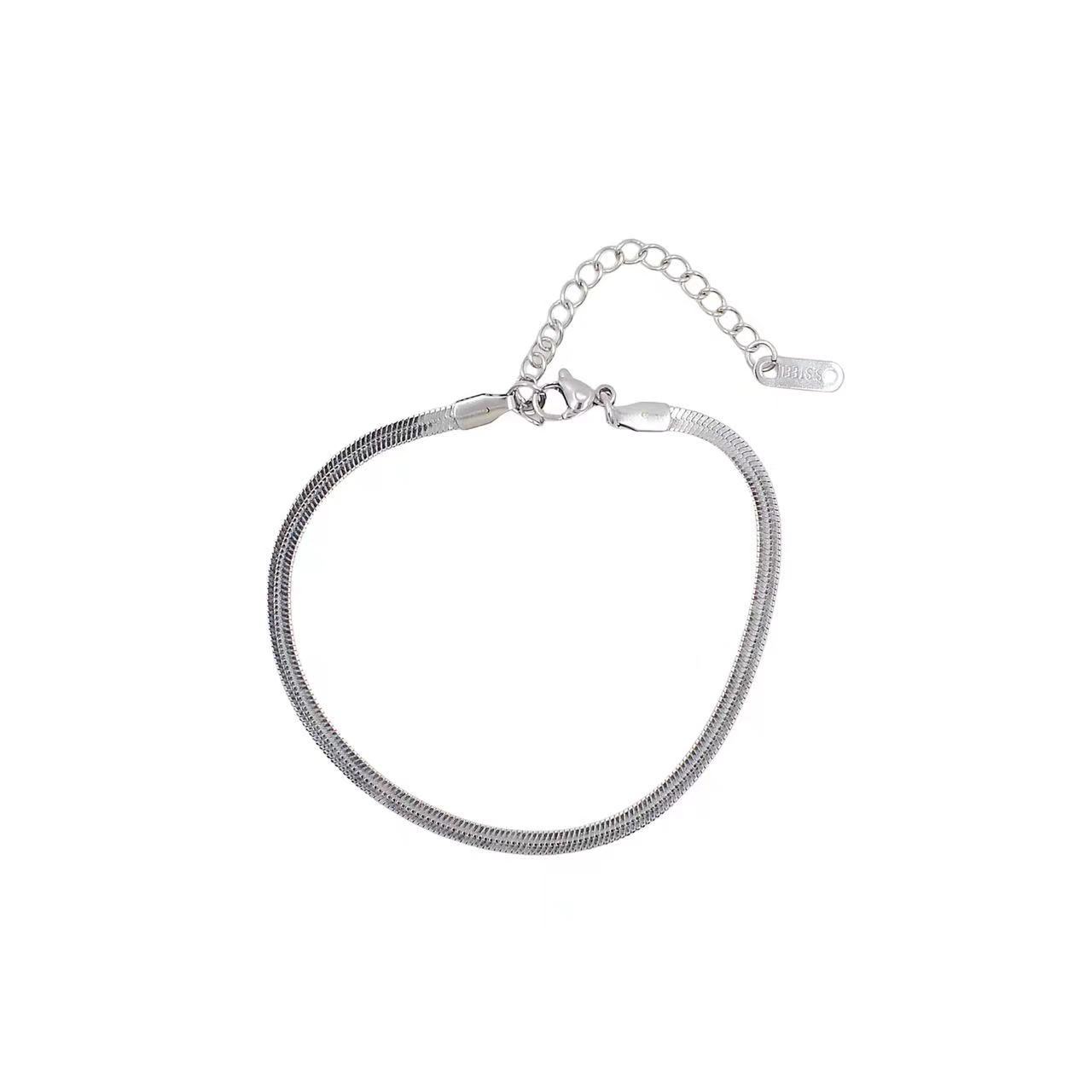 JYL TS Bracelet Minimalist Snake Chain  Enhances Sophistication & Calm steel color фиолетово-синий