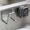 Punch-Free Wall-Mount Stainless Steel Sponge and Pot Lid Storage Rack