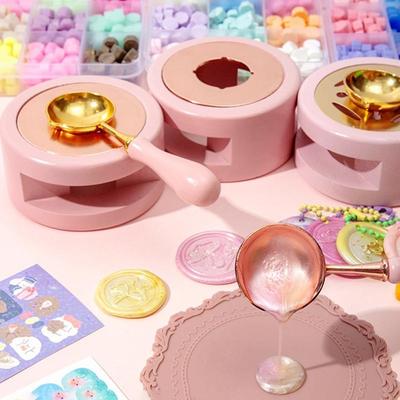 Set completo di guarnizioni in lacca di stufa in legno massello vintage con forno a cucchiaio per fusione di cera, forniture artigianali fai-da-te