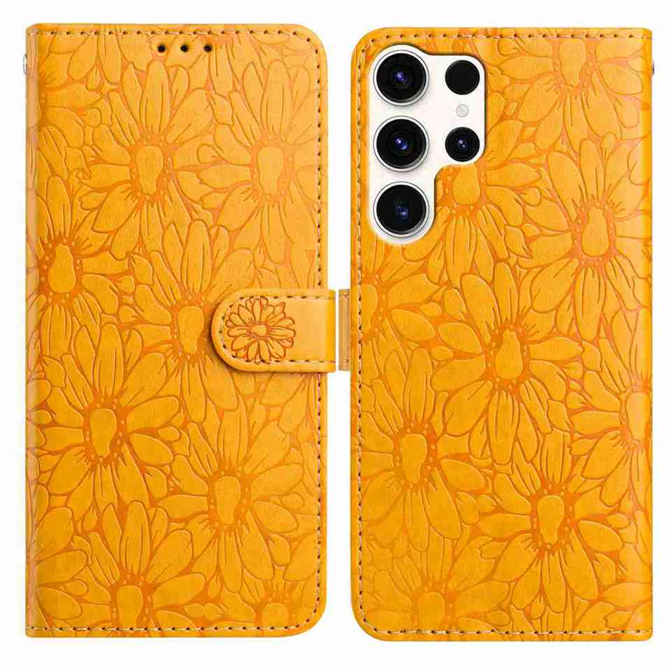 10barevné pouzdro na flip kartu s embosovanou sedmikráskou pro Samsung Galaxy A12 A15 A26 S20-S25...