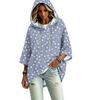 Women's Vintage Floral Print Hooded Pullover Top with Three-Quarter Sleeves for Casual Everyday Wear