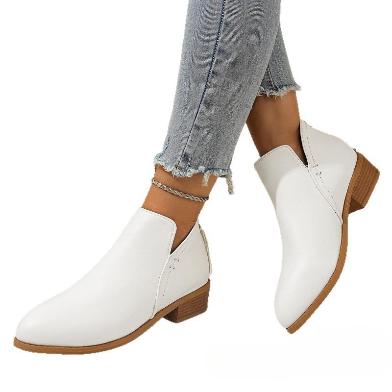 Plus-size Shoes, Thick-heeled Ankle Boots, Women's Pointed-toe Thick-heeled Ankle Boots, Women's Boots